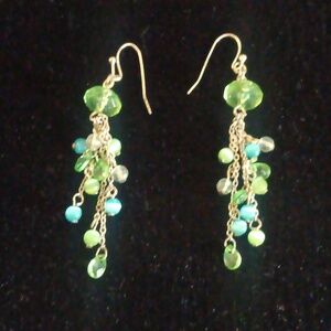 Vintage Boutique Dangle Earings In Sea Green And Blue
